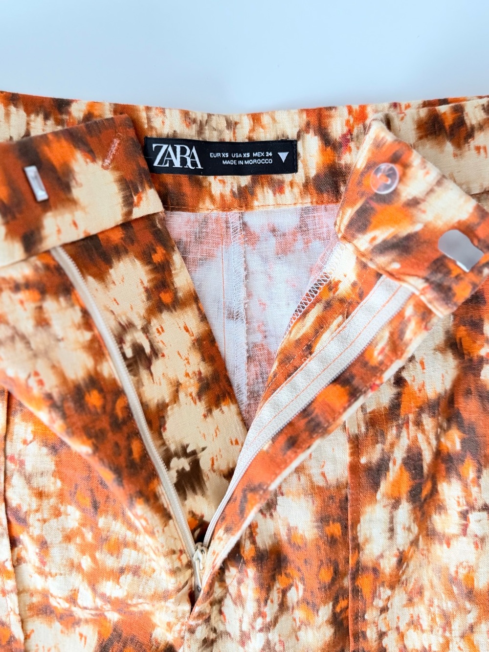 Zara Floral Ruched Crop Top & Wide Leg Pants Co-Ord Set XS/S Orange Boho Y2K - Picture 14 of 16